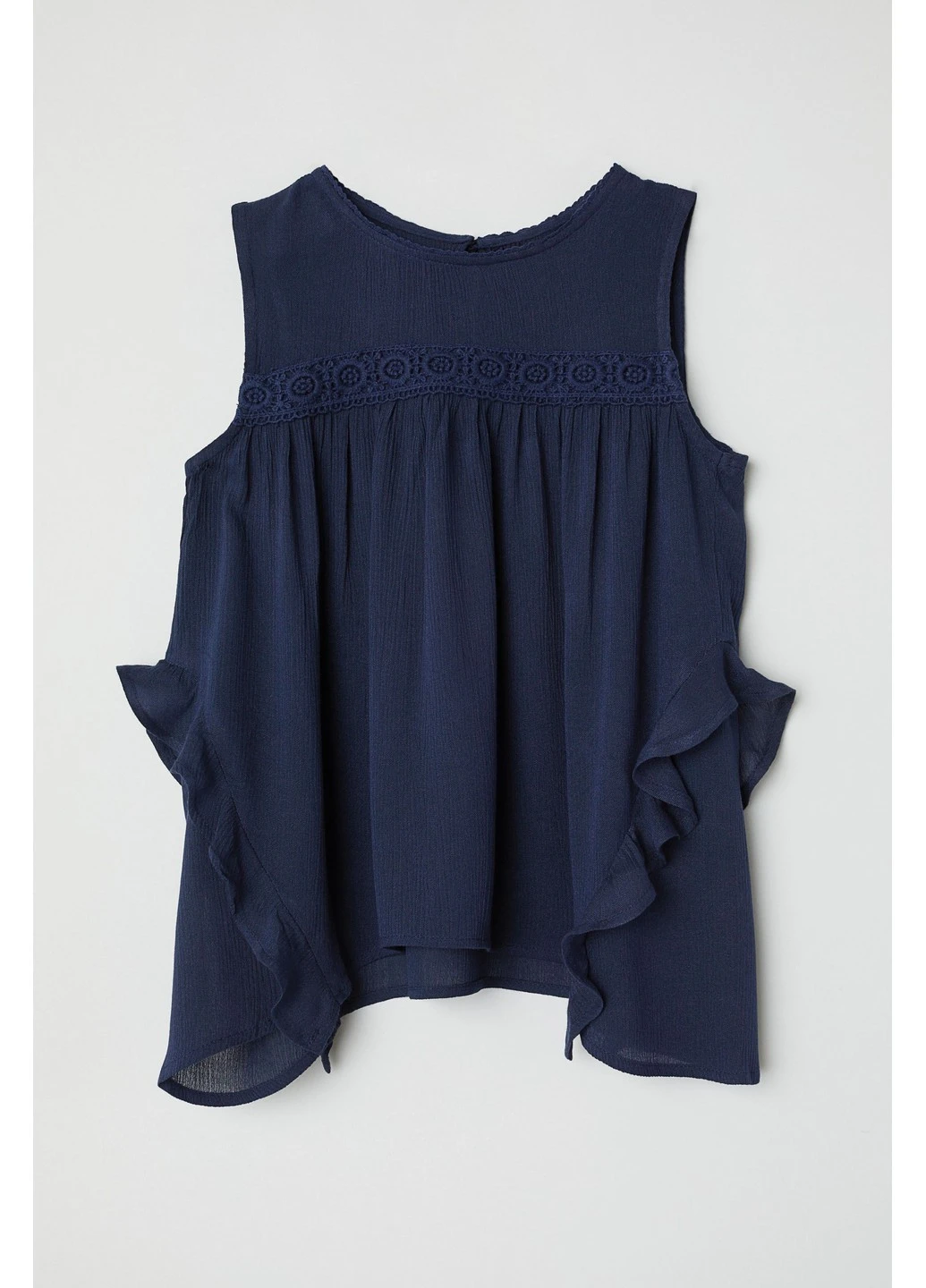 Темно-синяя однотонная блузка H&M летняя