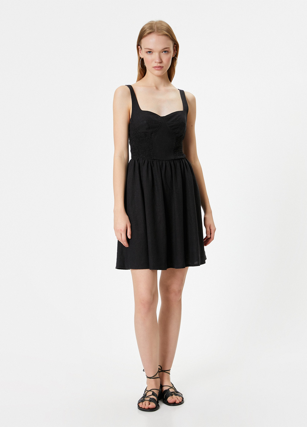 Черное кэжуал, праздничный платье клеш KOTON однотонное