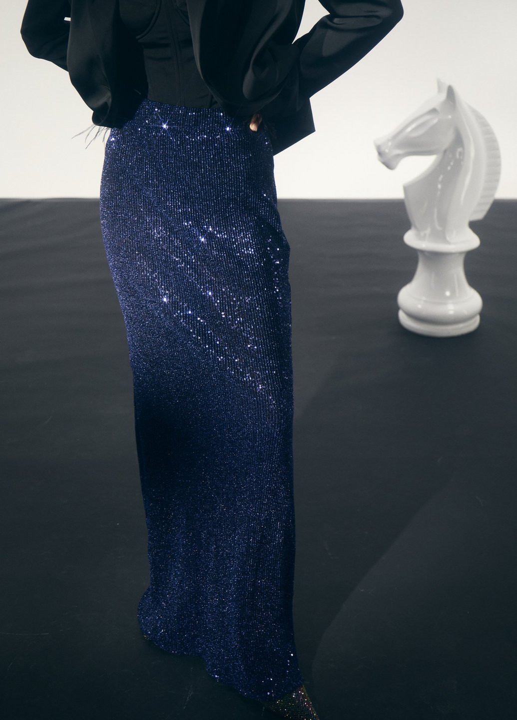 Синяя вечерний однотонная юбка Gepur