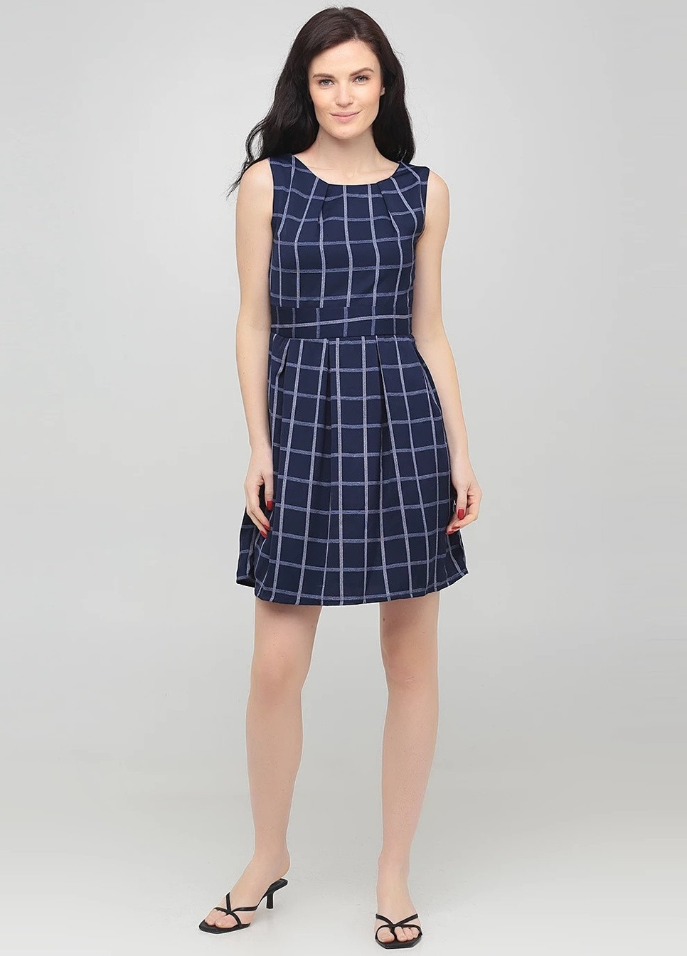 Синя кежуал плаття клеш в смужку Mela London