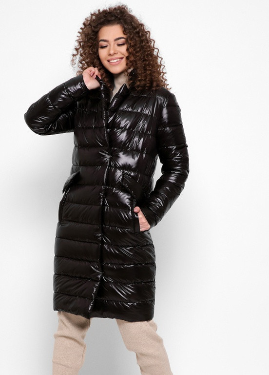 Черная демисезонная трендовая куртка-пальто на запах X-Woyz