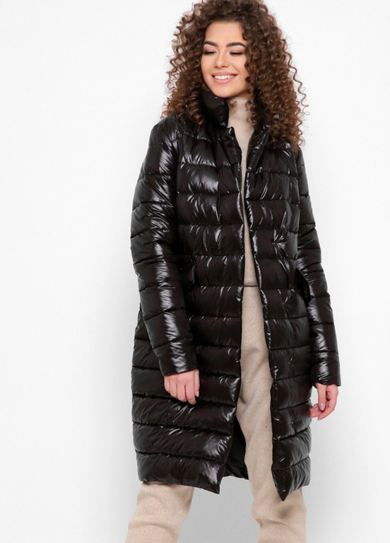 Чорна демісезонна трендовая куртка-пальто на запах X-Woyz