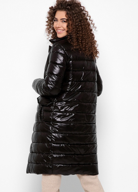 Чорна демісезонна трендовая куртка-пальто на запах X-Woyz
