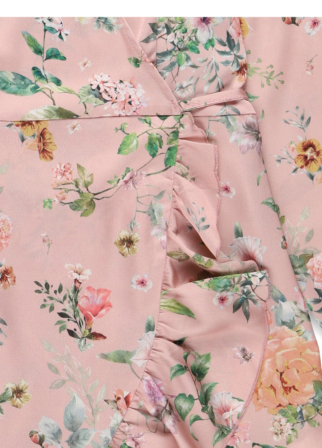 Розовое кэжуал платье на запах STUDIO ID с цветочным принтом