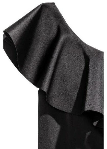 Комбинезон с открытым плечом H&M однотонный чёрный кэжуал