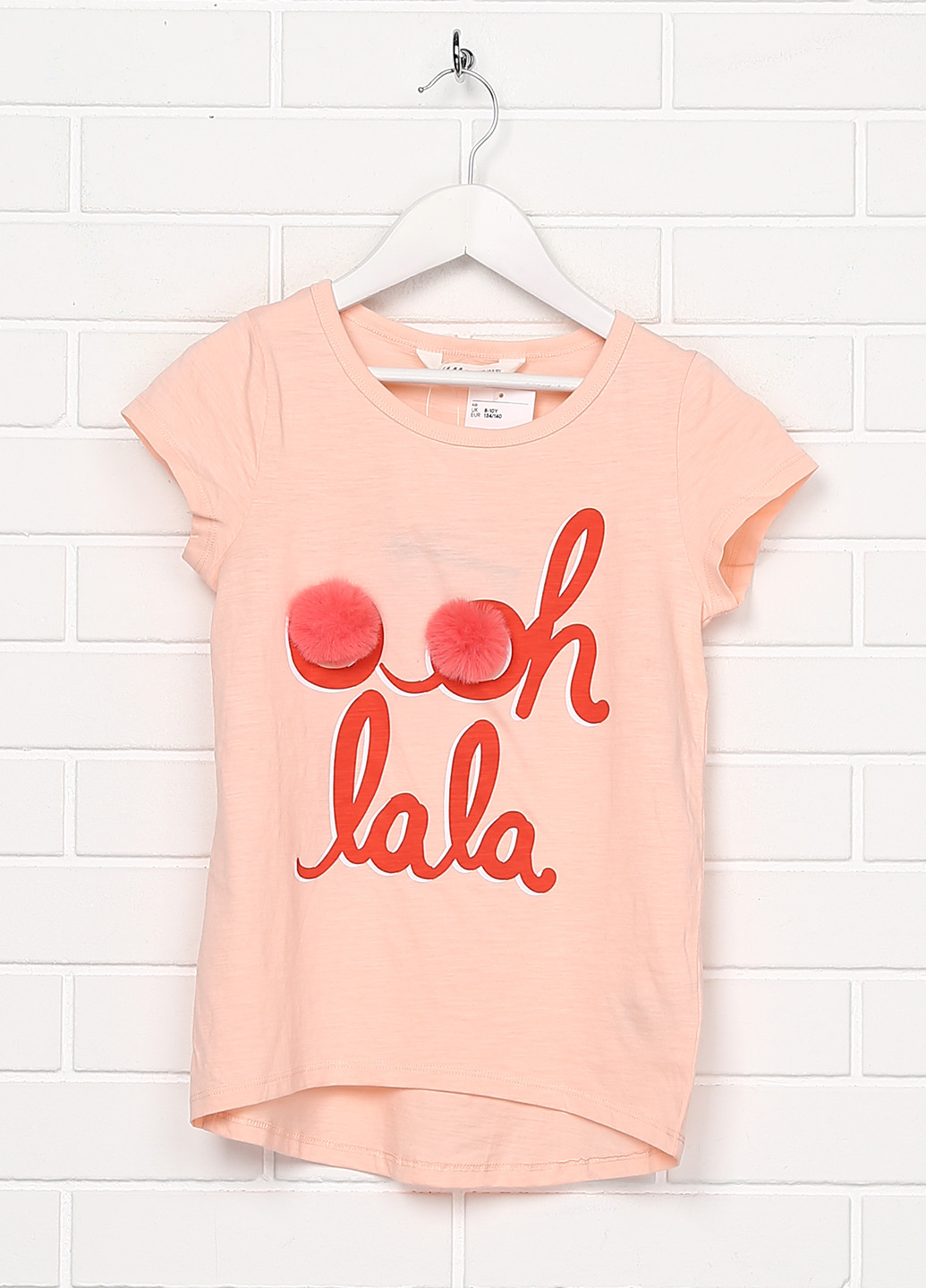 Персиковая летняя футболка с коротким рукавом H&M