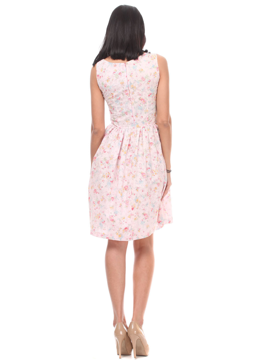 Светло-розовое кэжуал платье с посадкой по талии Smile с цветочным принтом