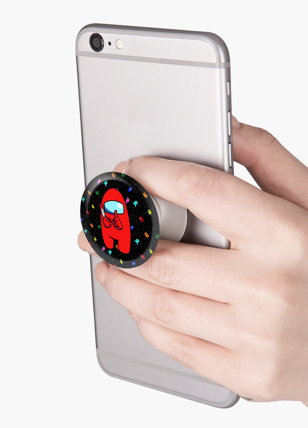 Попсокет (Popsockets) держатель для смартфона Амонг Ас Красный (Among Us Red) (8754-2417) Черный MobiPrint (216836524)
