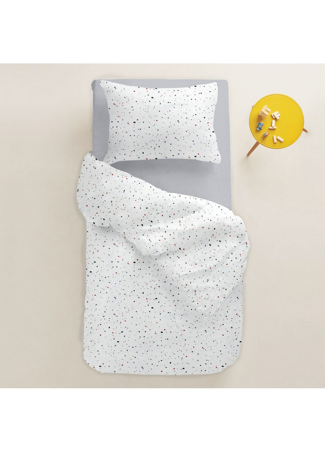 Комплект дитячої постільної білизни на резинці Dots Color Grey 110х140 см (4822052082072) Cosas (252029538)