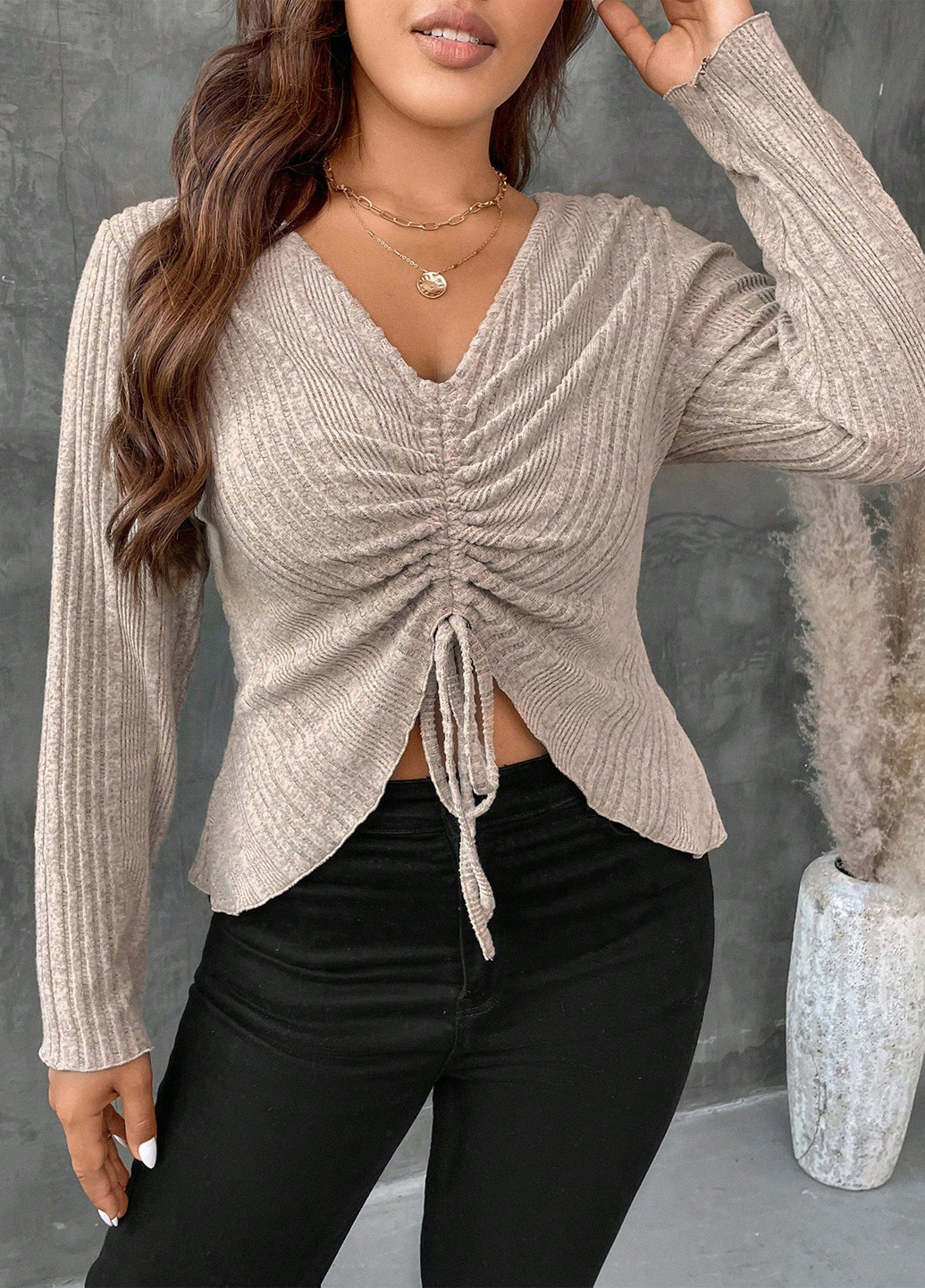 Кремовый демисезонный пуловер пуловер SHEIN