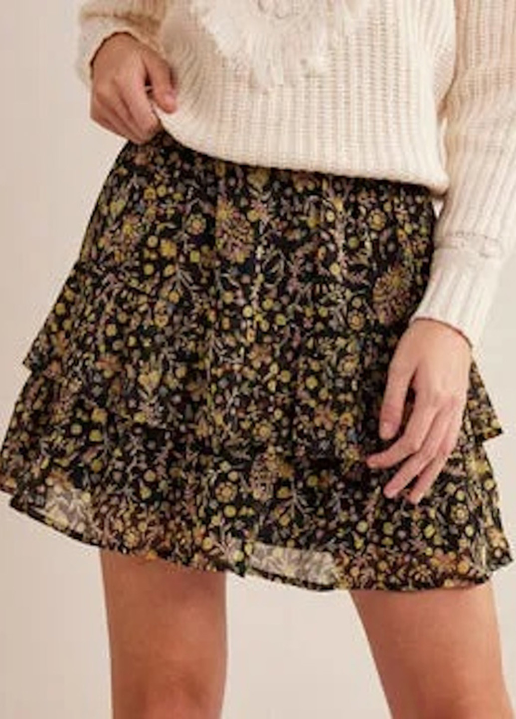 Черная кэжуал с рисунком юбка Boden а-силуэта (трапеция)