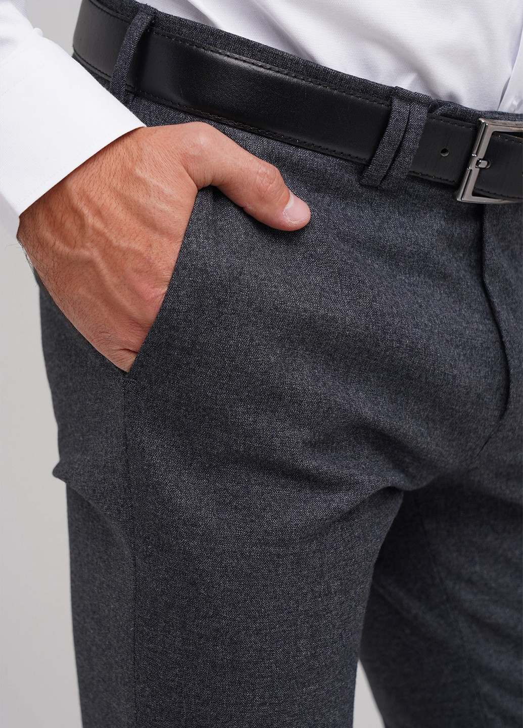 Серо-синие классические демисезонные зауженные брюки Trend Collection