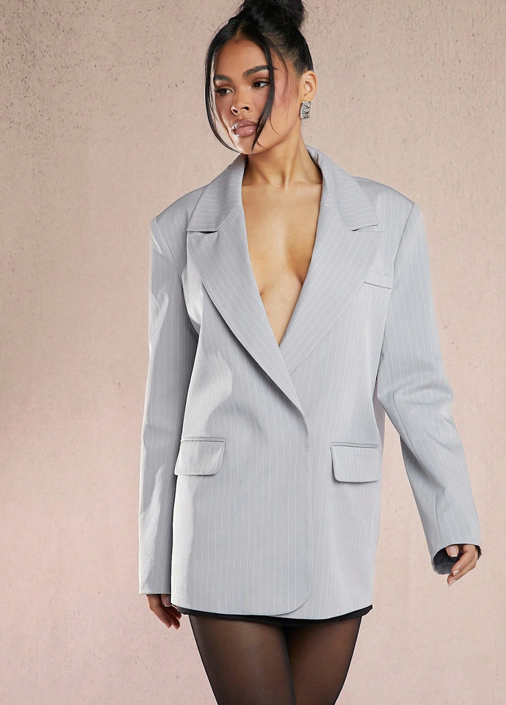 Серый женский жакет SHEIN однотонный - демисезонный