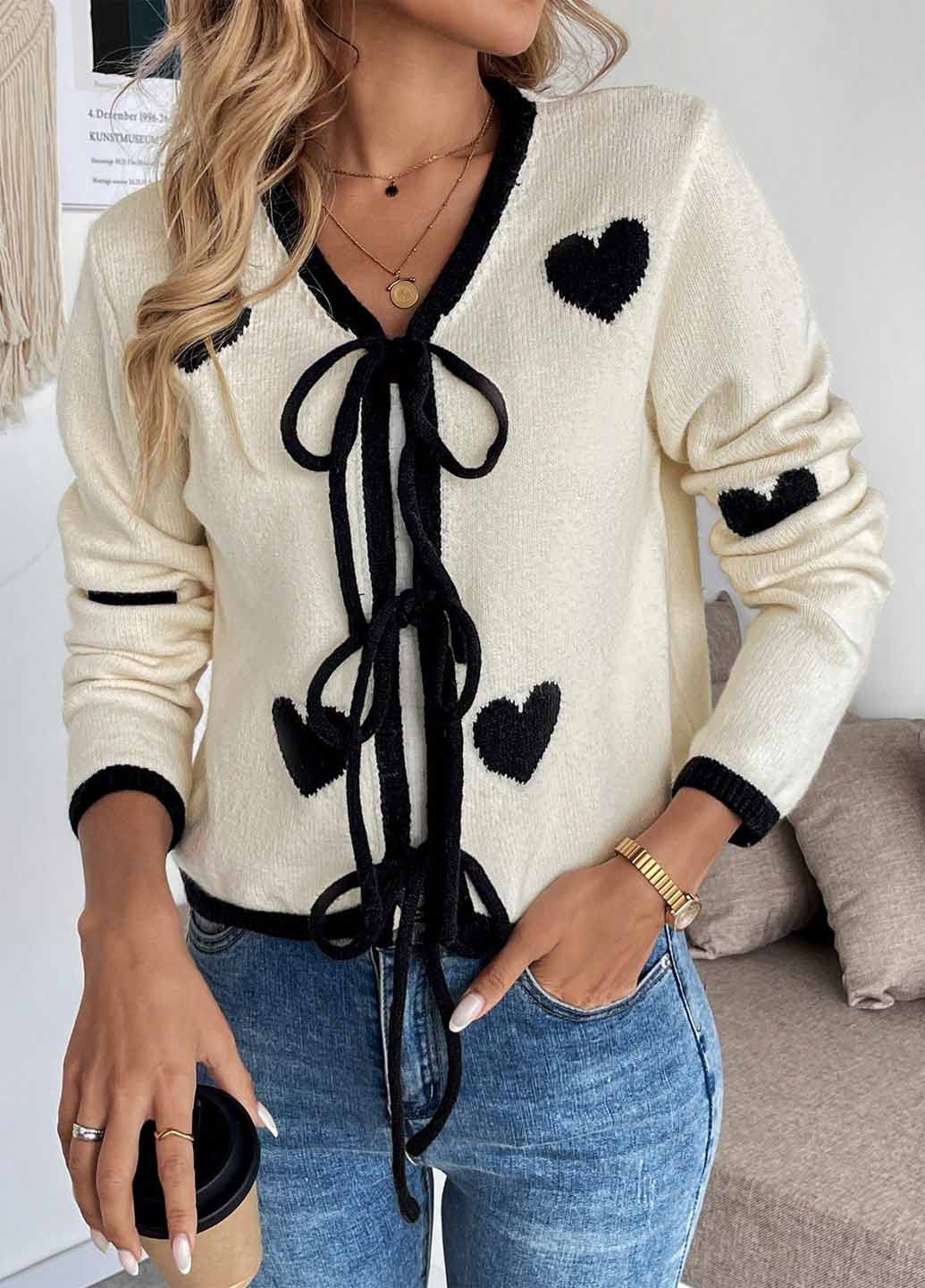 Светло-бежевый демисезонный кардиган SHEIN