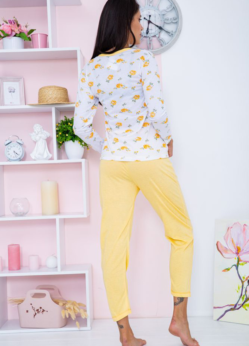Жовта всесезон піжама (лонгслів, брюки) лонгслив + брюки Ager