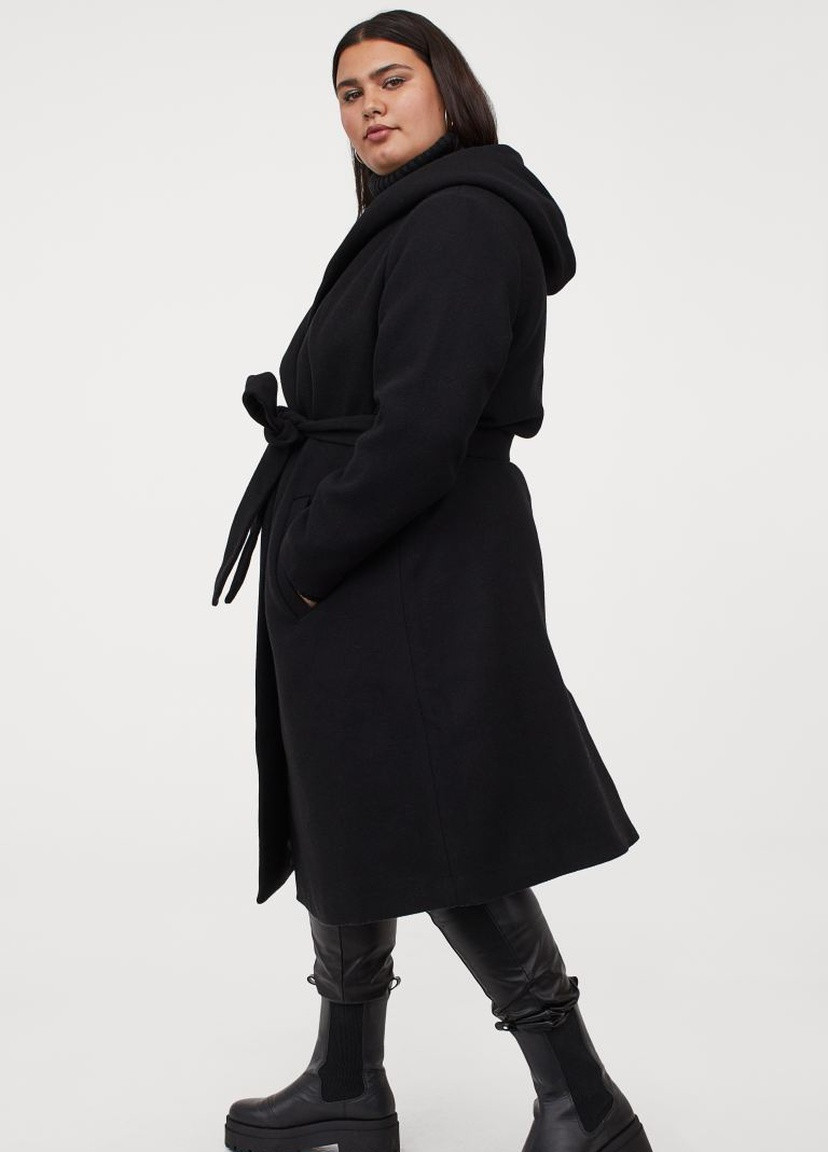 Чорне зимнє Пальто з капюшоном H&M