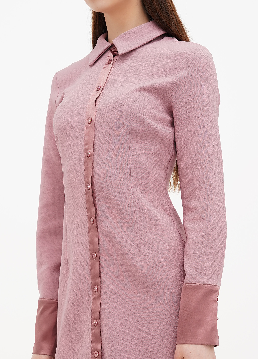 Розово-коричневое кэжуал платье рубашка Sassofono однотонное