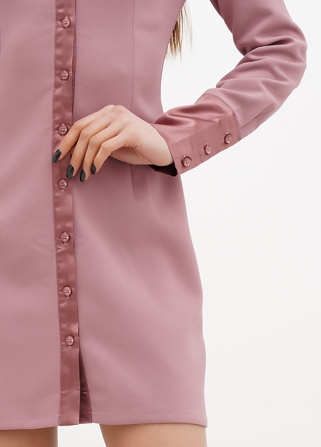 Розово-коричневое кэжуал платье рубашка Sassofono однотонное