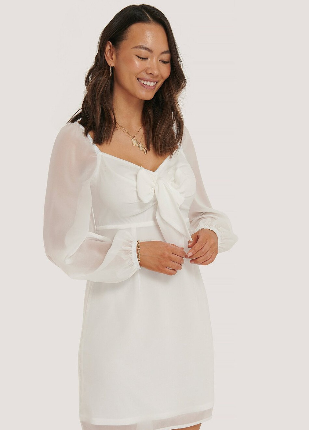 Білий кежуал плаття, сукня а-силует NA-KD однотонна