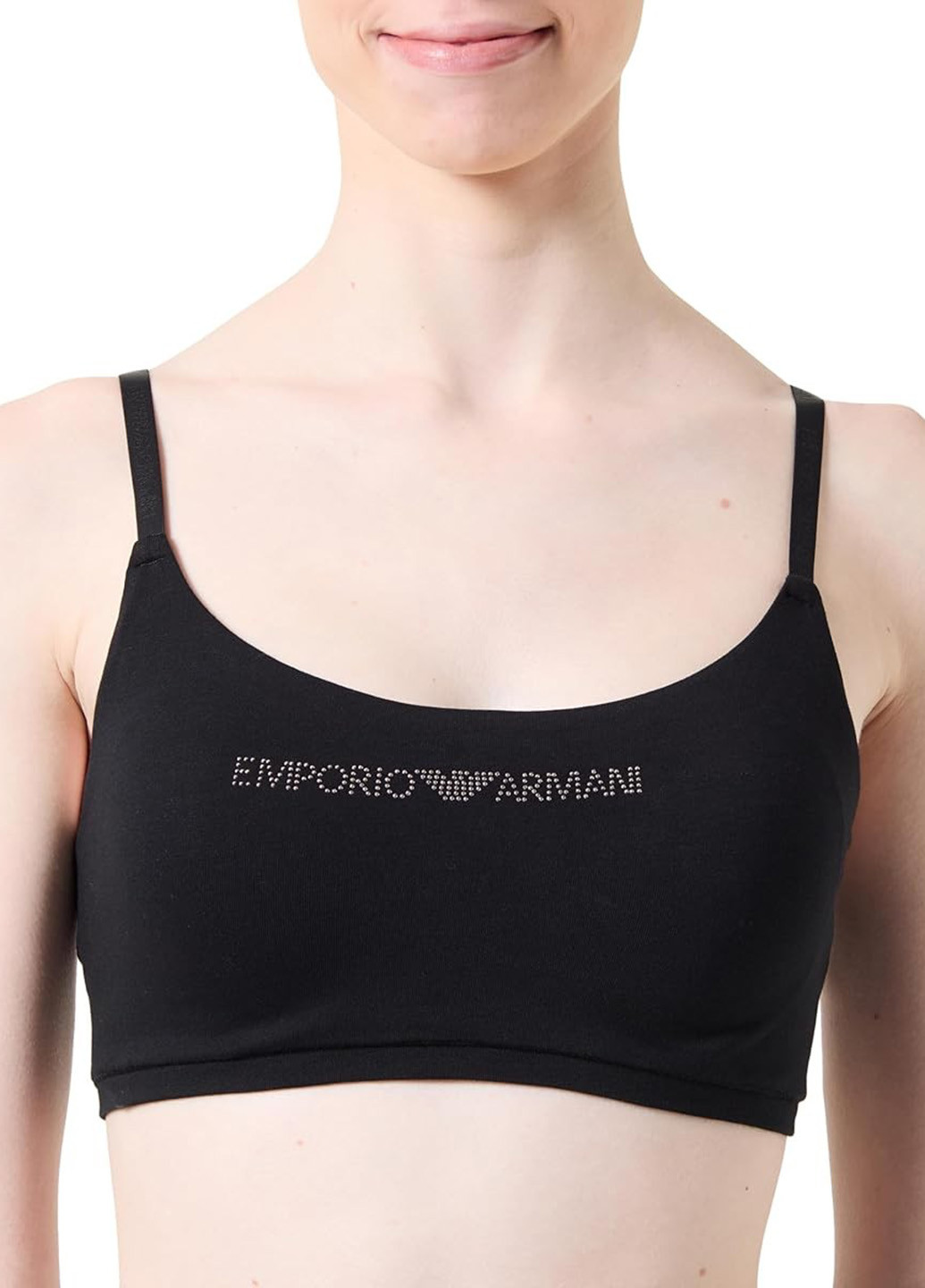 Чёрный топ бюстгальтер Emporio Armani без косточек хлопок