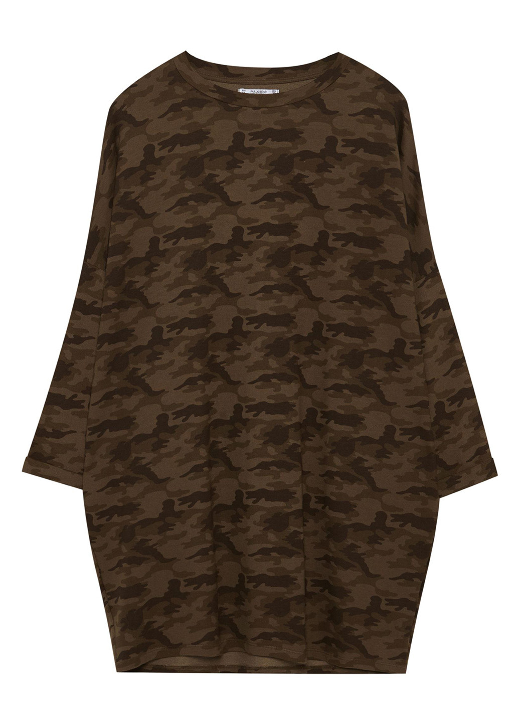 Оливковое (хаки) кэжуал платье Pull & Bear с камуфляжным принтом