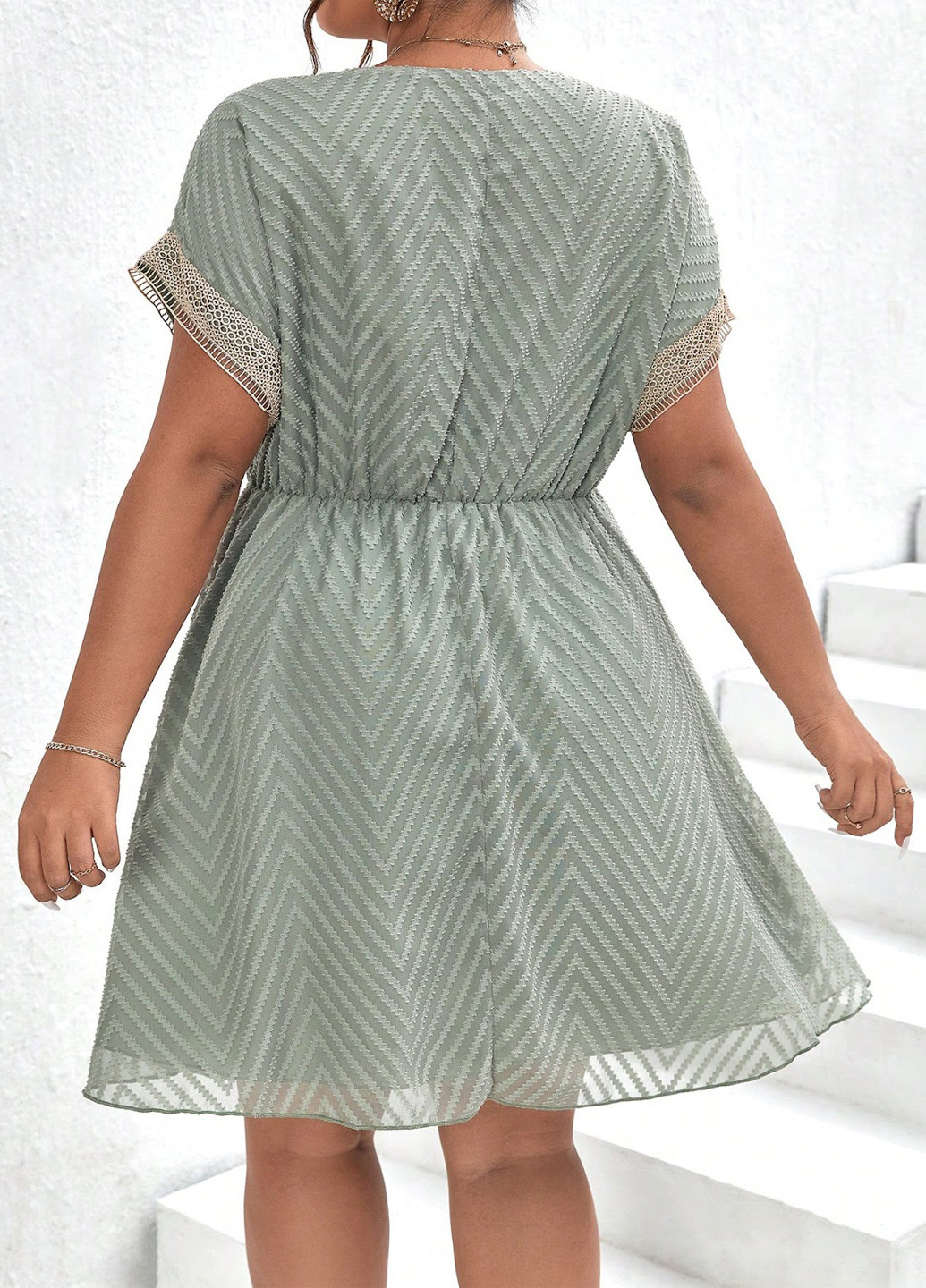 Сіро-зелена кежуал сукня кльош SHEIN з геометричним візерунком