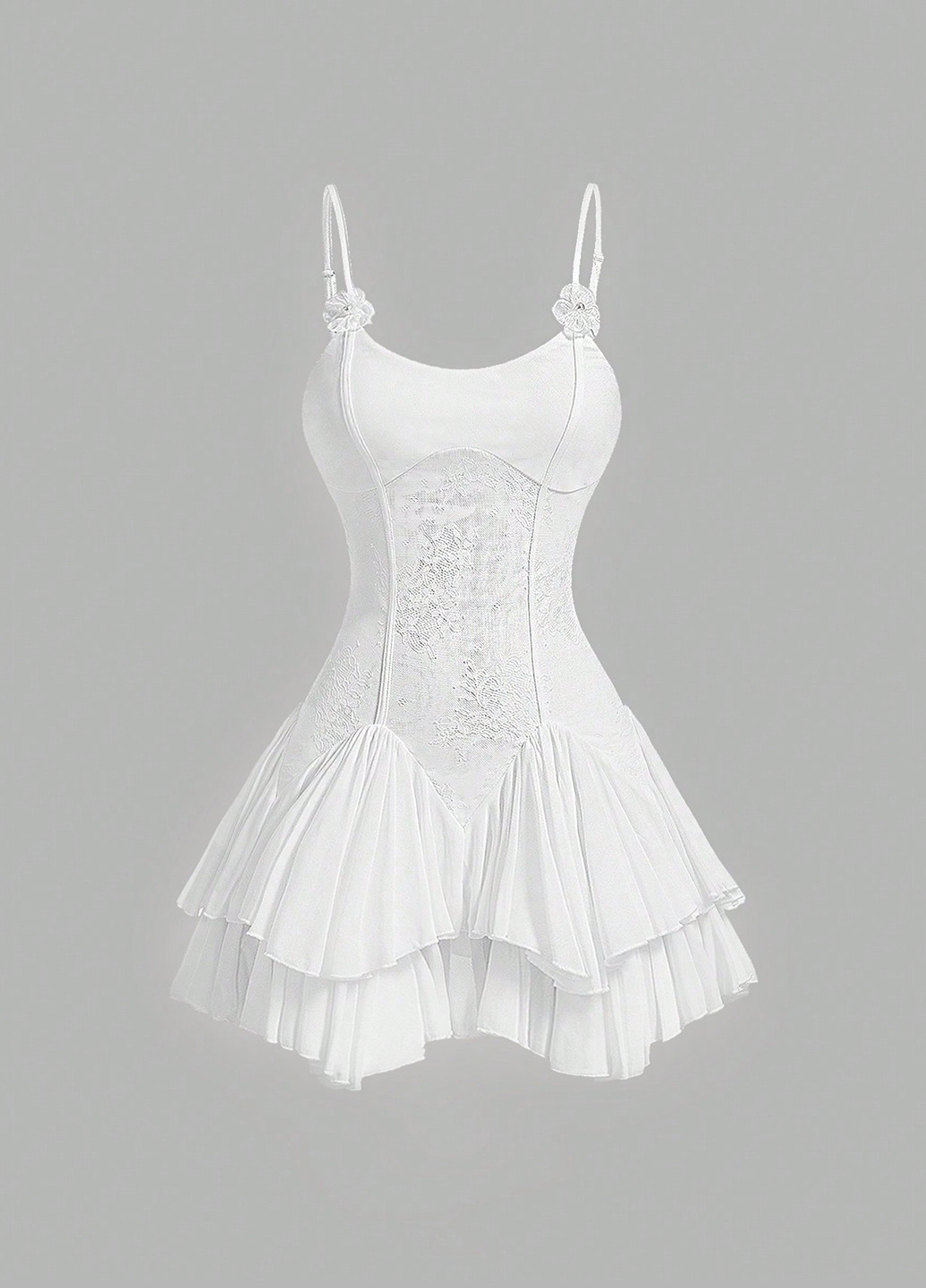 Белое коктейльное, кэжуал платье бэби долл SHEIN однотонное