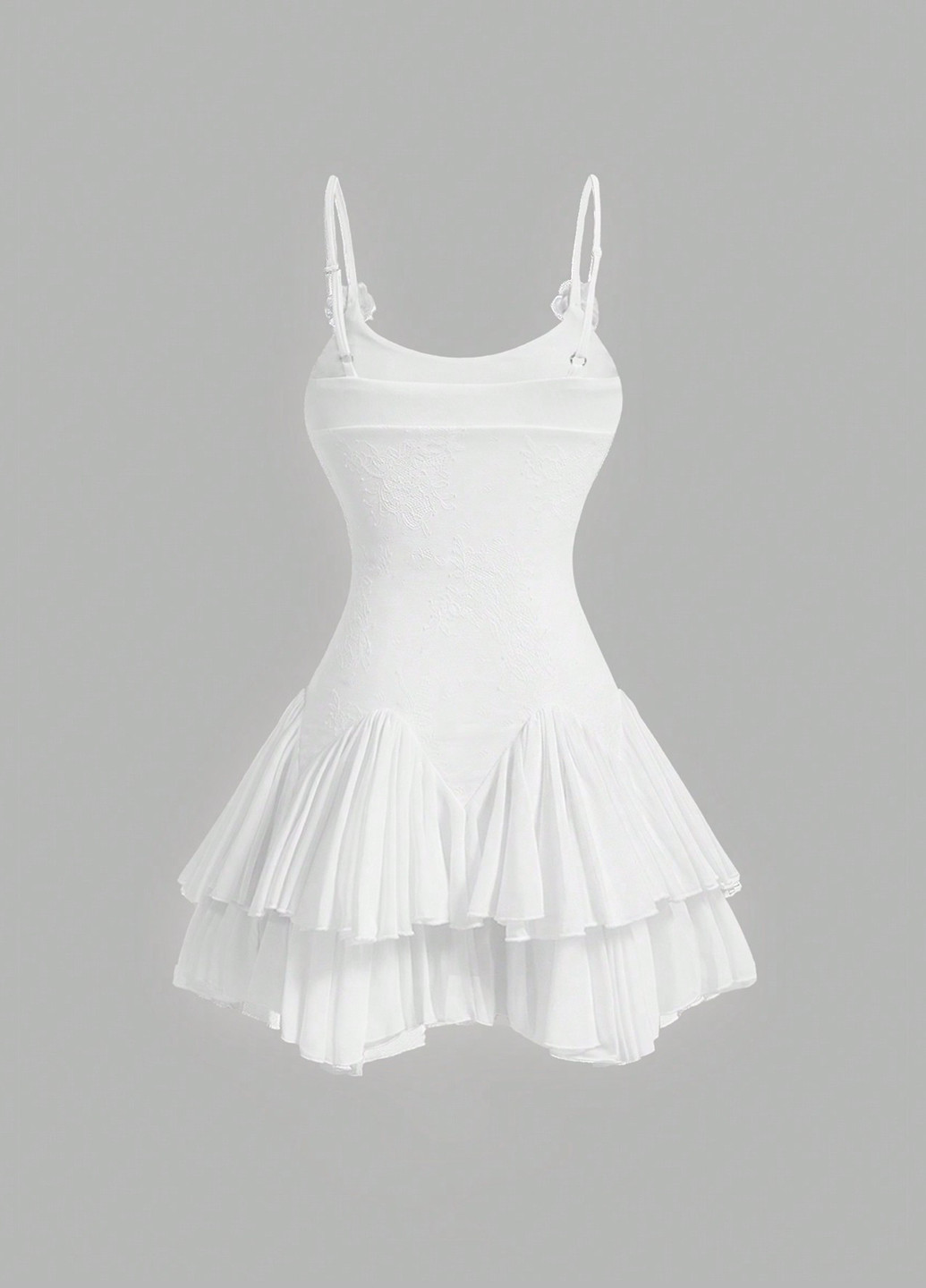 Белое коктейльное, кэжуал платье бэби долл SHEIN однотонное