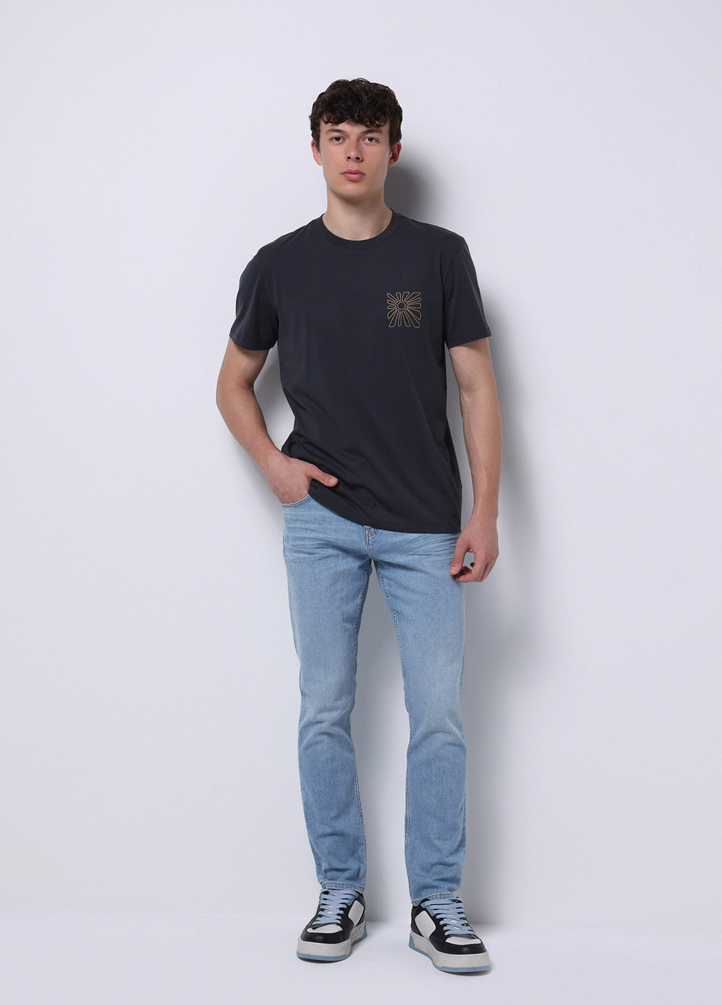 Голубые демисезонные регюлар фит джинсы Colin's