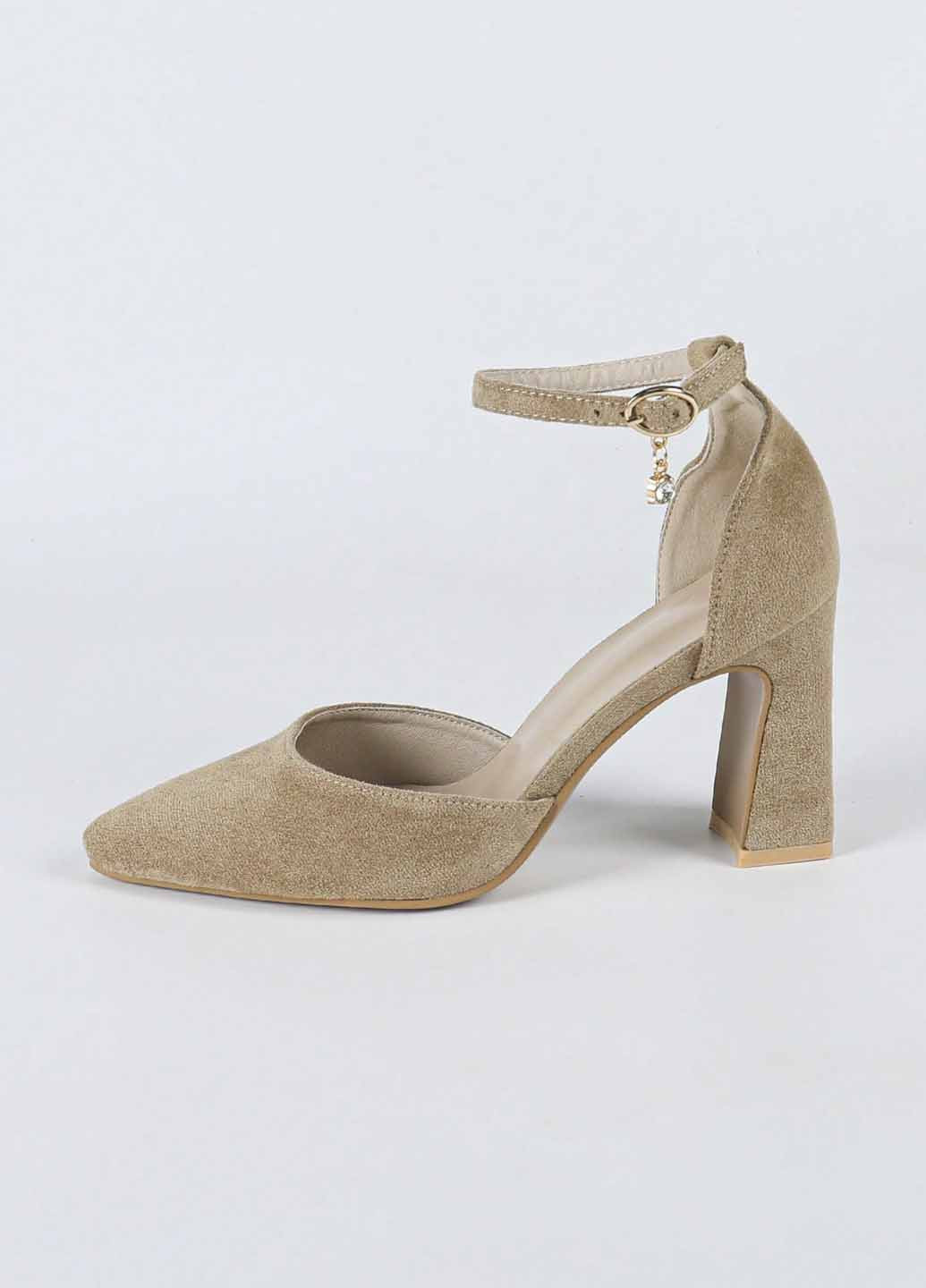 SHEIN Туфлі анкл страп бежевий з штучна замша, китай — літо (367194603)