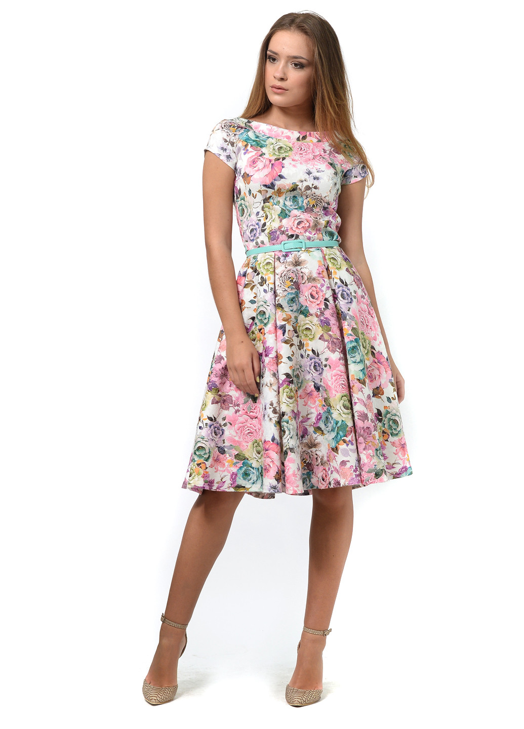 Розовое кэжуал платье Lemon с цветочным принтом