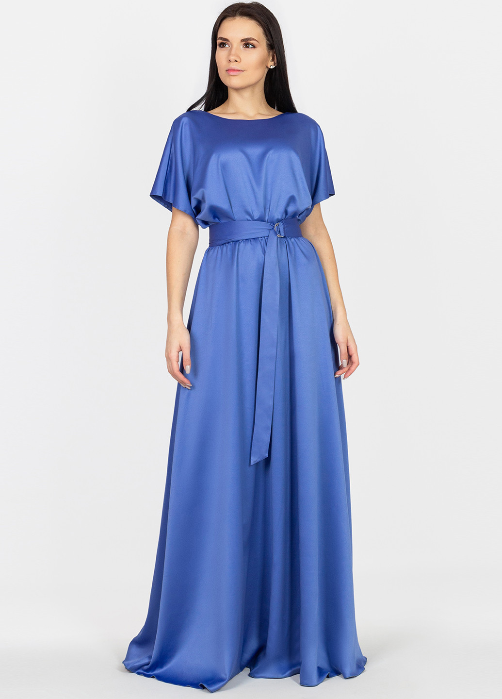 Светло-синее вечернее платье Seam однотонное
