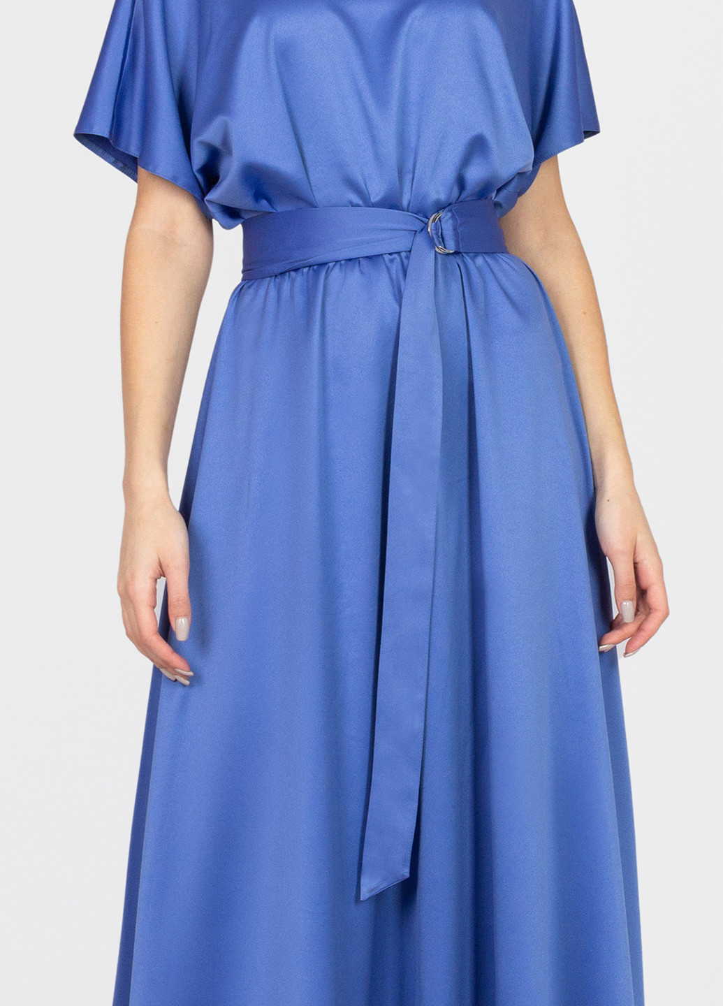 Светло-синее вечернее платье Seam однотонное