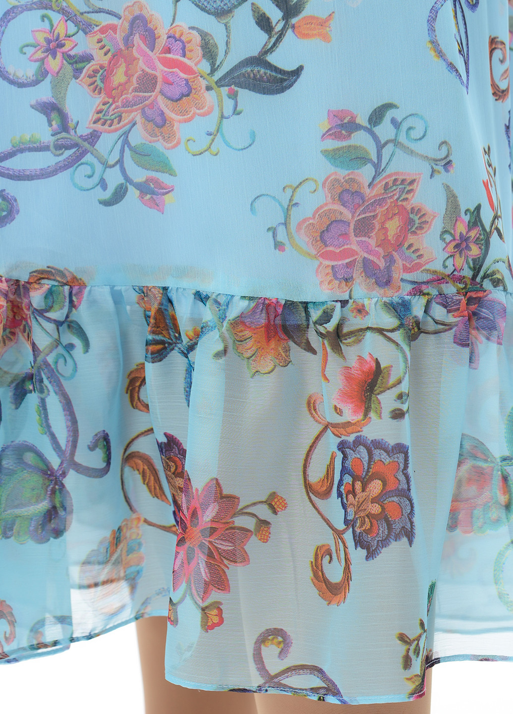 Блакитна кежуал платье міді Iren Klairie з квітковим принтом