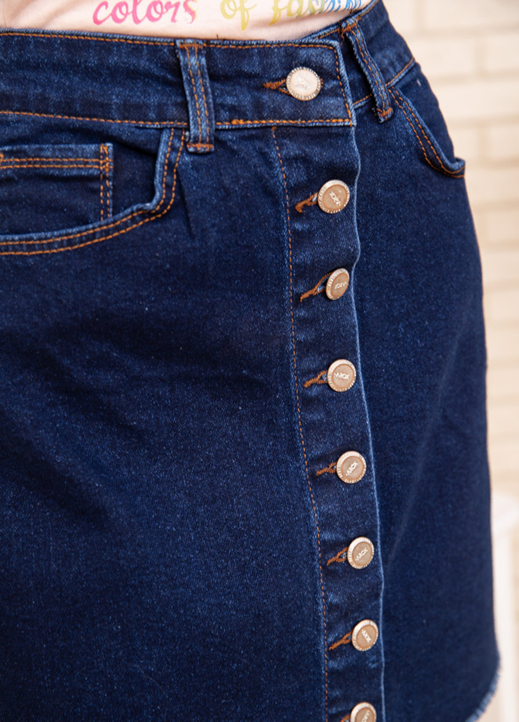 Темно-синяя джинсовая однотонная юбка Ager а-силуэта (трапеция)
