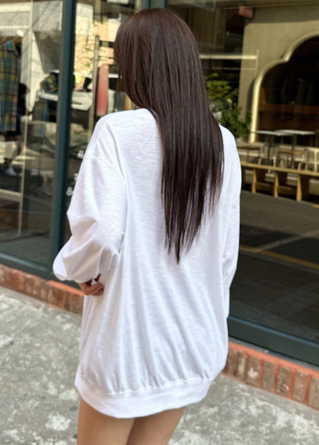 Білий світшот SHEIN малюнок без декору (332312752)