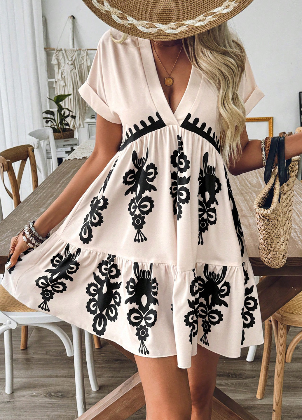 Комбінована кежуал сукня SHEIN з орнаментом