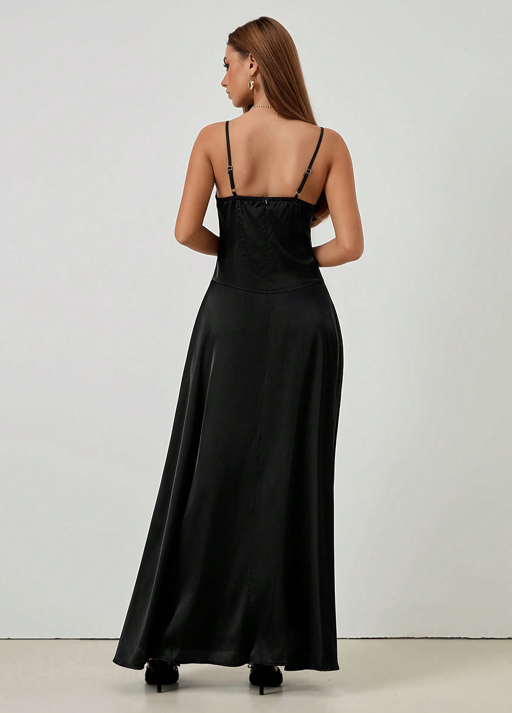 Чорна вечірня, кежуал сукня з відкритою спиною SHEIN однотонна