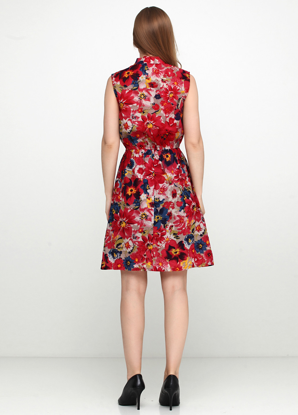 Красное кэжуал платье клеш Mark с цветочным принтом