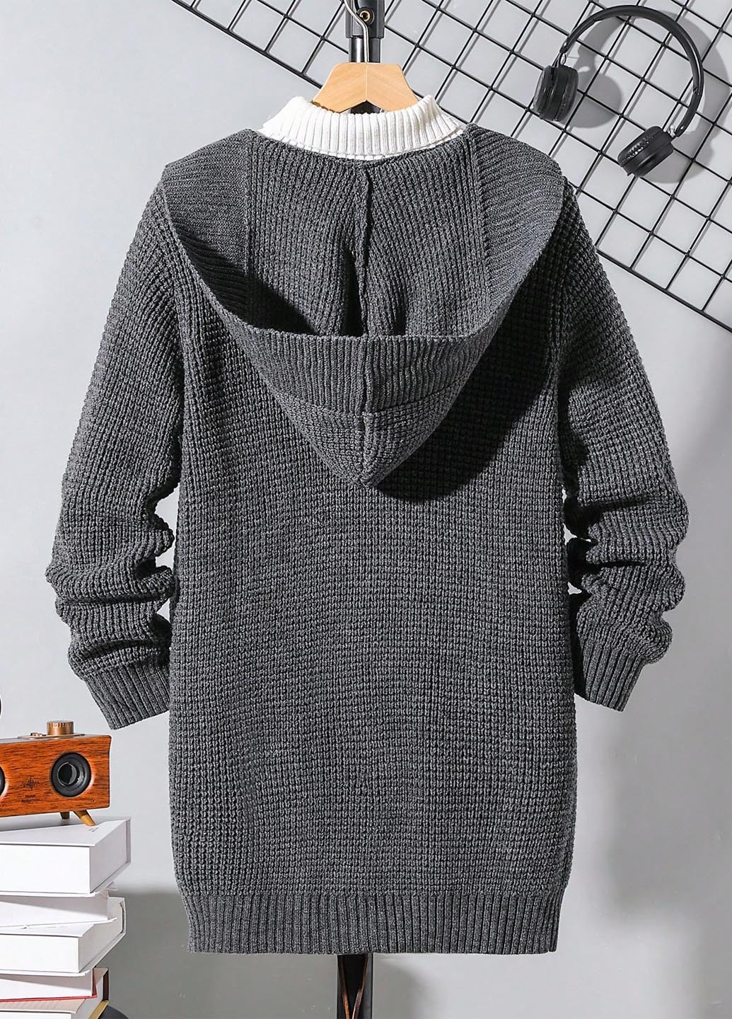 Темно-серый демисезонный кардиган SHEIN