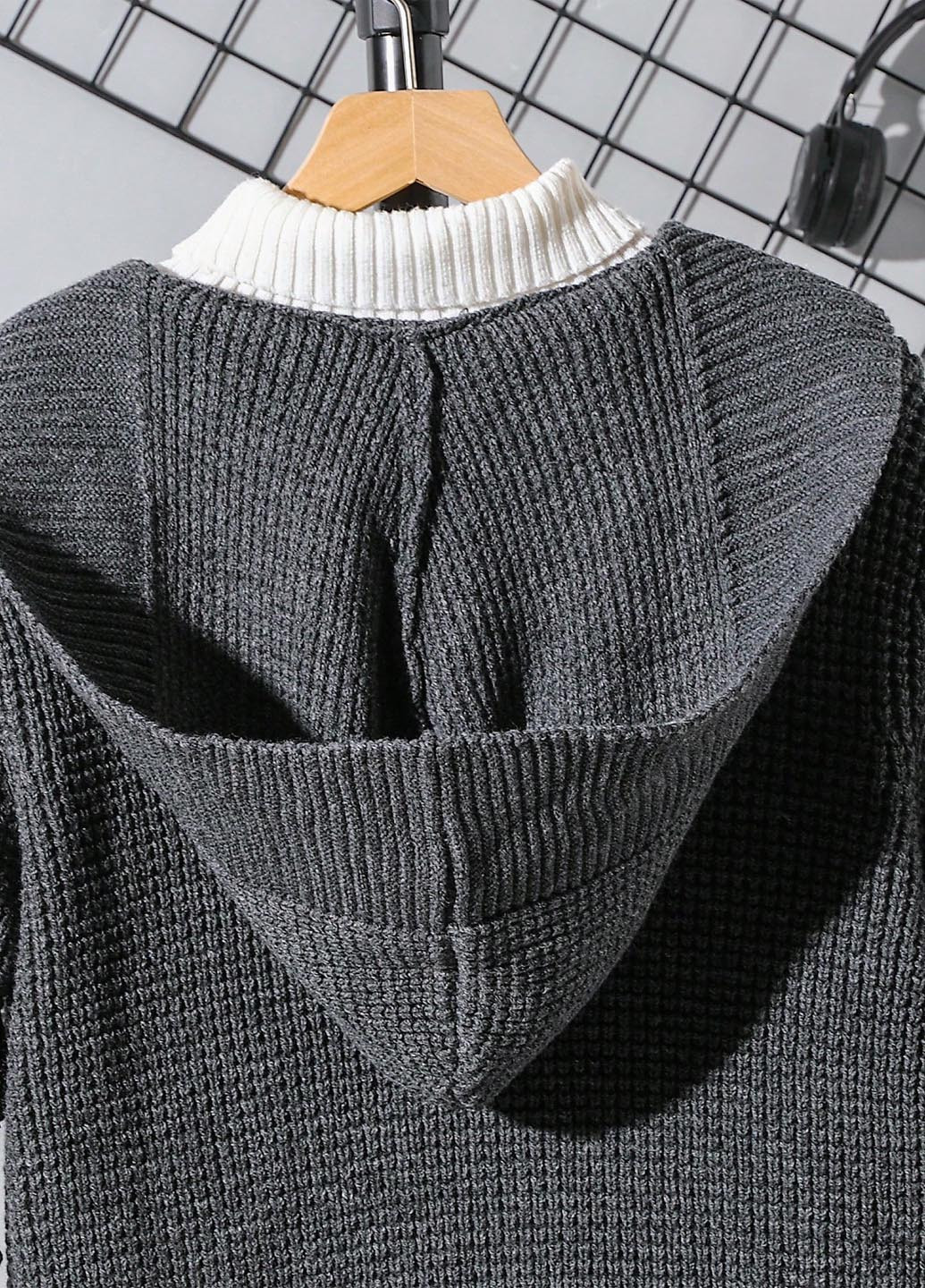 Темно-серый демисезонный кардиган SHEIN