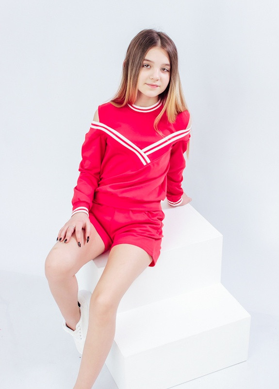 Червоний демісезонний костюм для дівчинки (підлітковий) Носи своє 6248