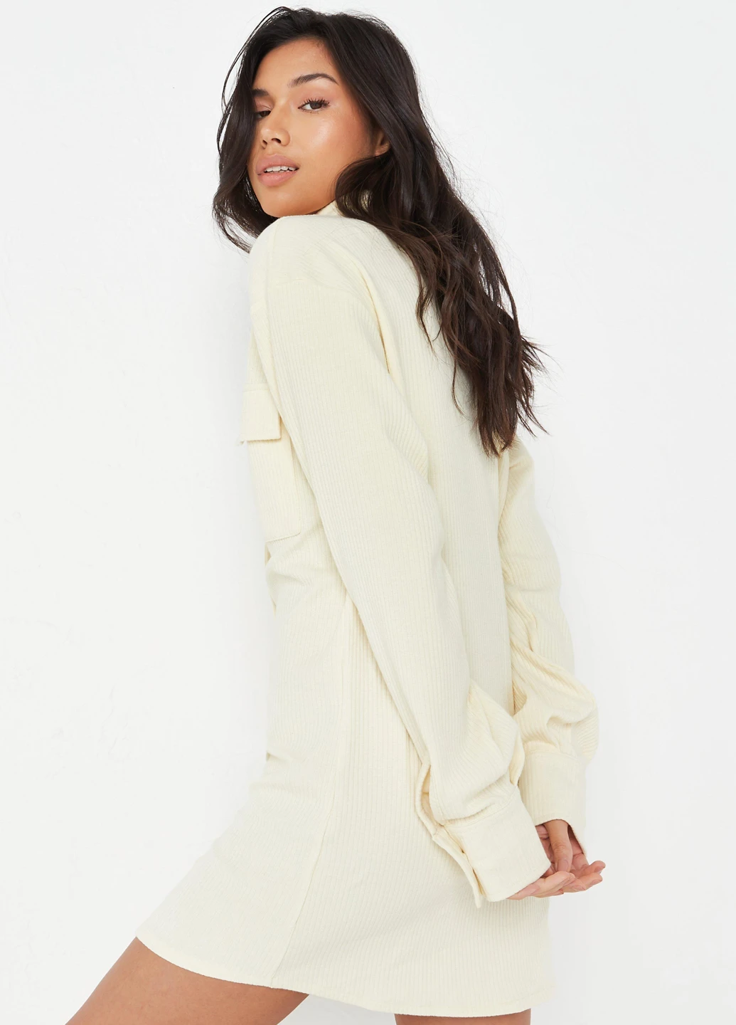 Молочное кэжуал платье рубашка Missguided однотонное