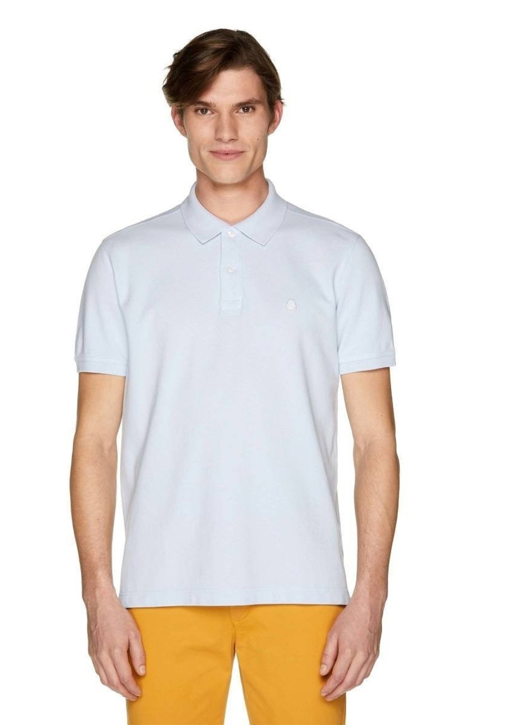 Белая футболка-поло для мужчин United Colors of Benetton однотонная