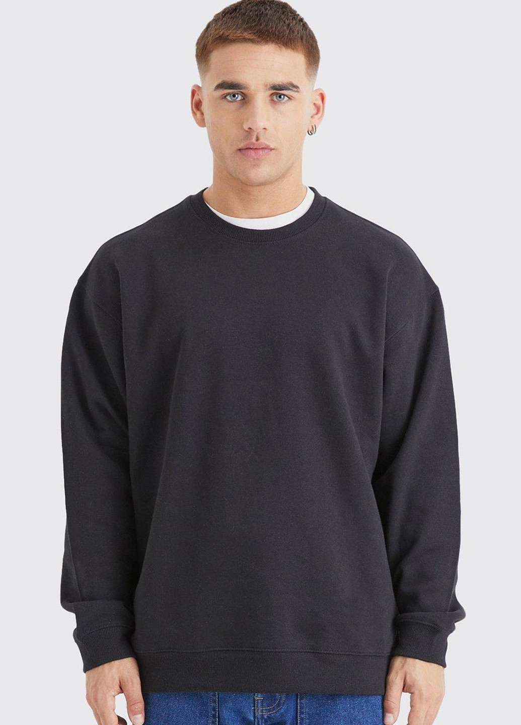 Чорний світшот Boohoo однотонний без декору (301194349)