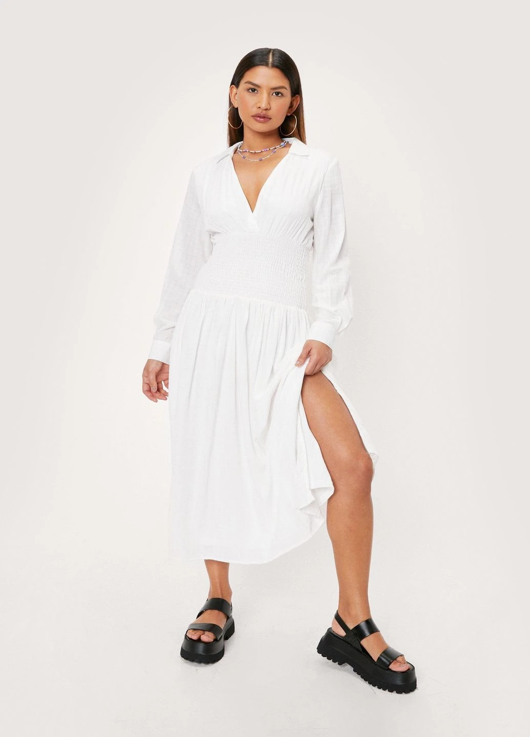 Білий кежуал плаття, сукня Nasty Gal однотонна