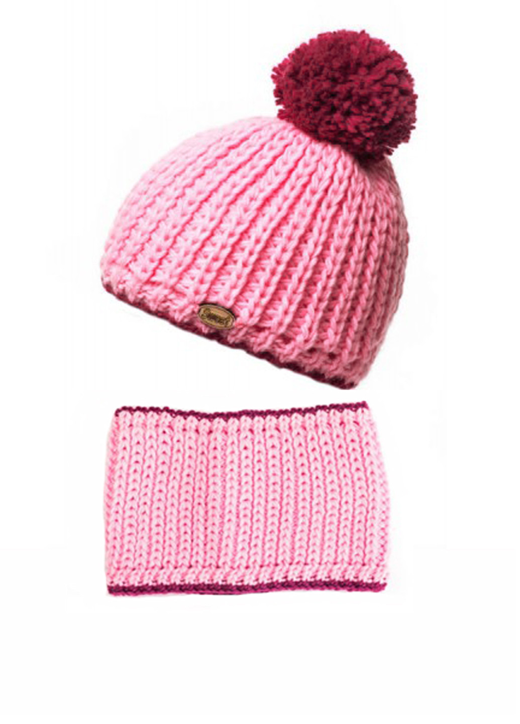 Рожевий зимній комплект (шапка, шарф) BabiesBerries