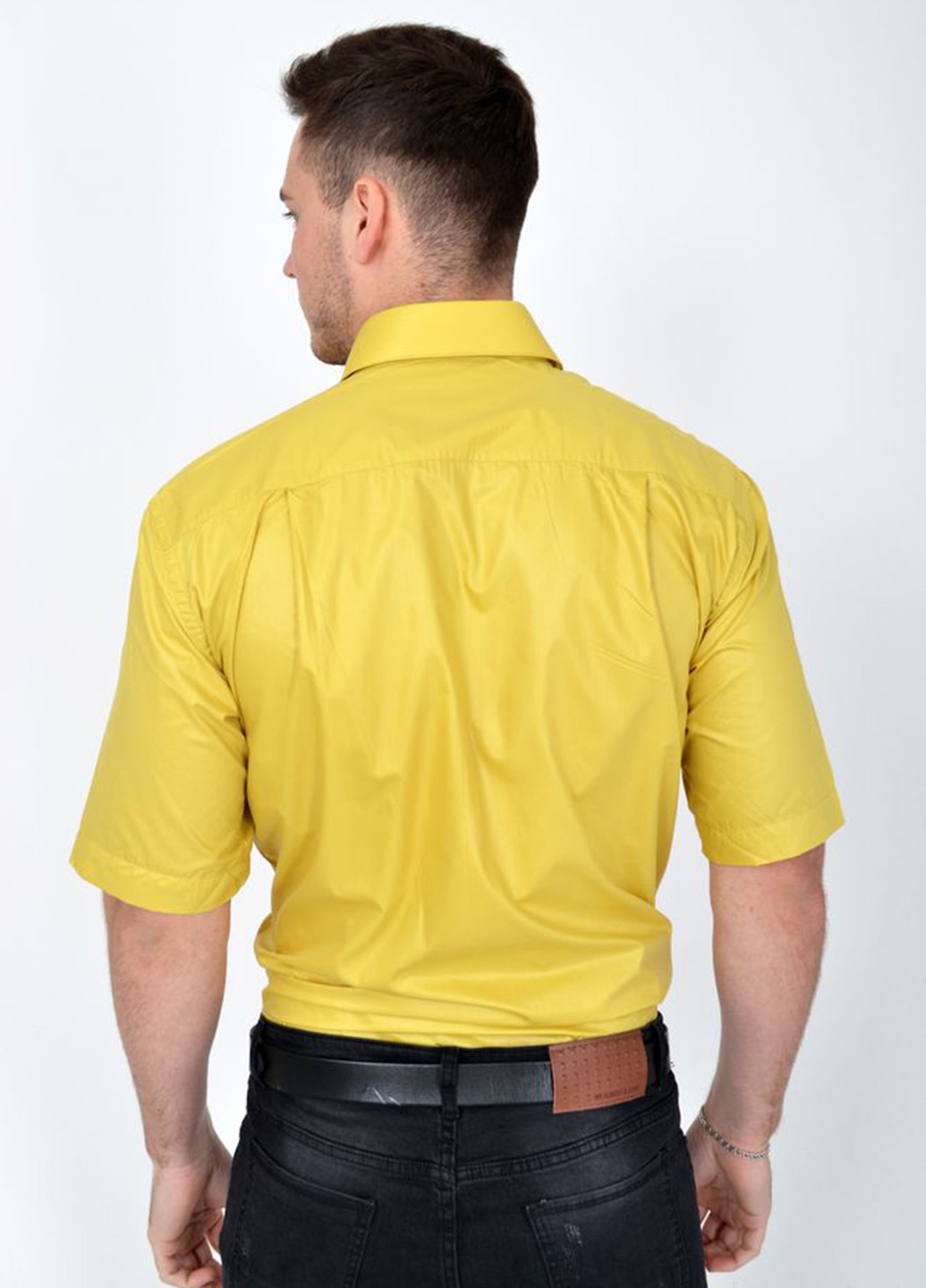 Желтая кэжуал рубашка однотонная Ager с коротким рукавом