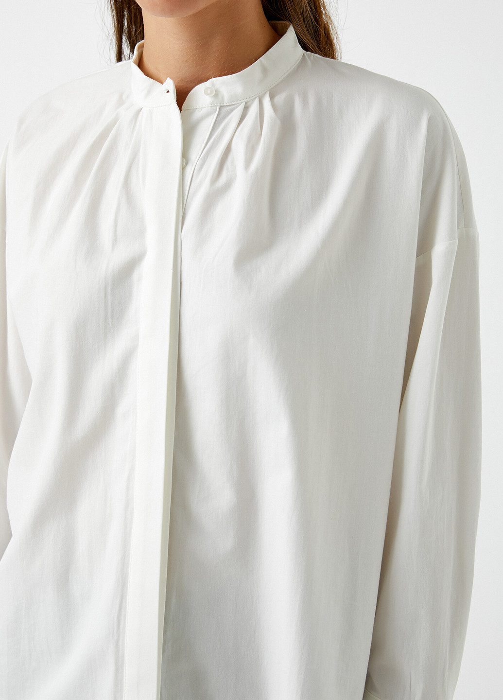 Молочная классическая рубашка однотонная KOTON