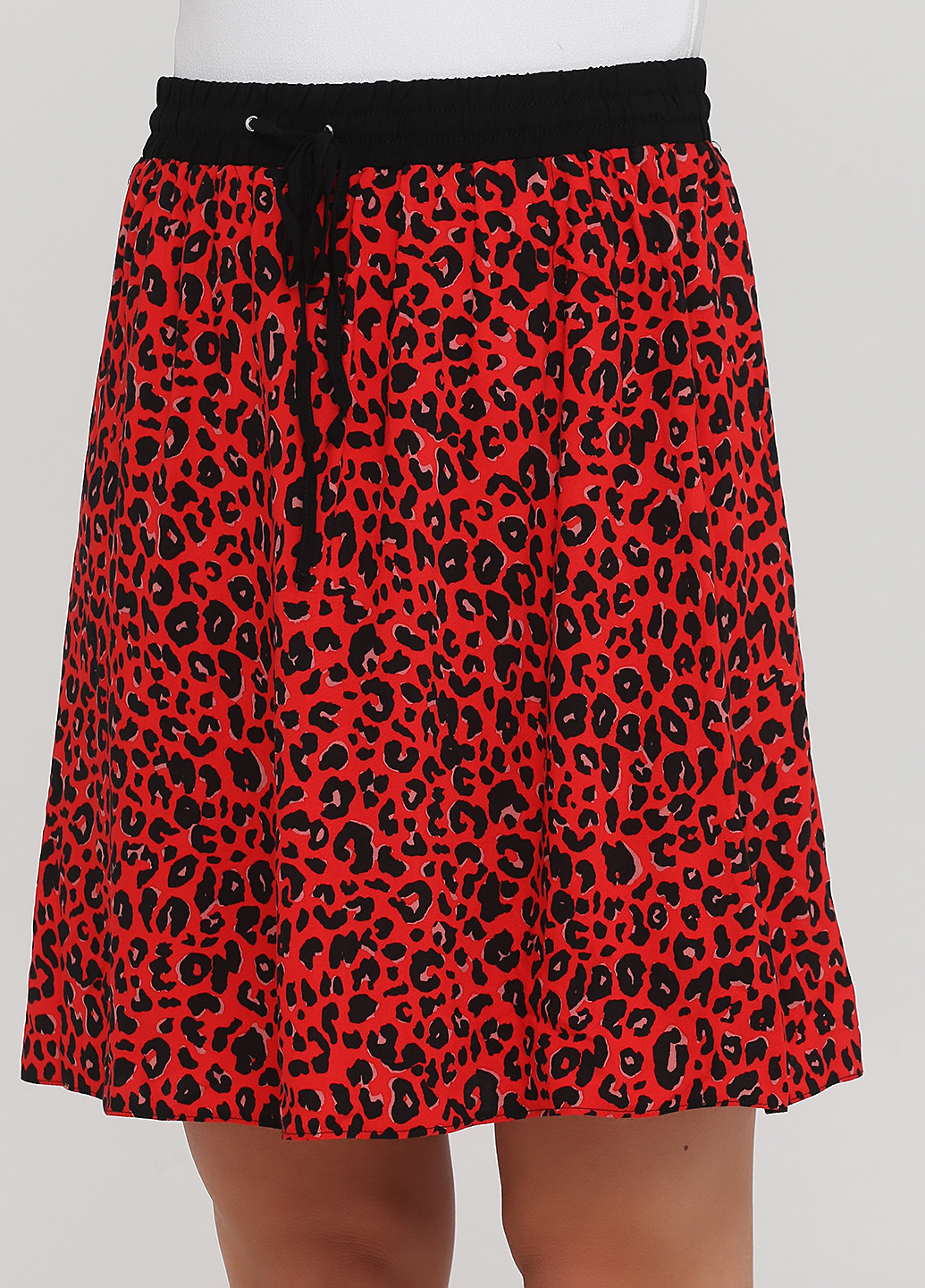 Красная кэжуал леопардовая юбка C&A а-силуэта (трапеция)